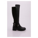 DGN 505-22k Women's Back Stretchy In other words, Zipper Knee High Flats Boots.