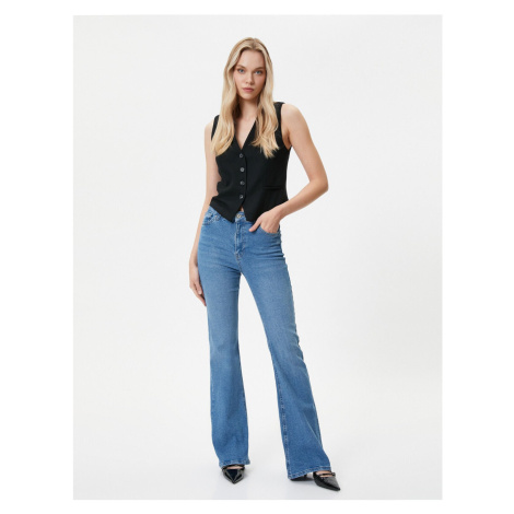Koton Flare Jeans Slim Fit High Waist Flexible Cotton Pocket - Victoria Slim Jean