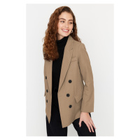 Trendyol Cream Beige Oversize Woven Blazer Jacket