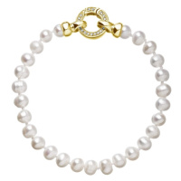 Perlový náramek z pravých říčních perel bílý 23001.1 Au plating