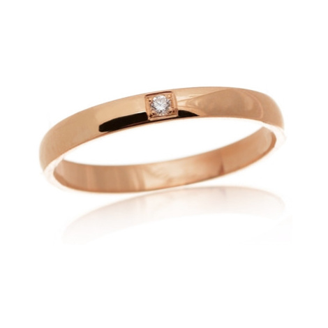 Prsten z růžového zlata s diamantem BP0103F + DÁREK ZDARMA