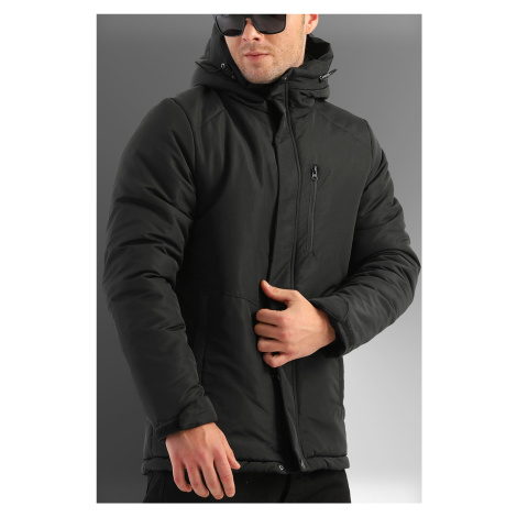 D1fference Pánský černý fleece kamuflážní s kapucí vodě a větru odolný sportovní zimní kabát a p