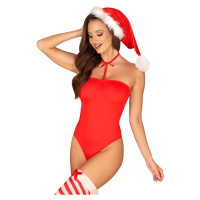 Kissmas Teddy Body + čepice + punčochy + choker ZDARMA! ČERVENÉ