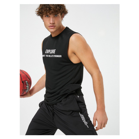 Koton Sports Shorts Waist Laced Slogan Printed Pocket