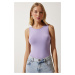 Happiness İstanbul Women's Lilac Sleeveless Snap-On Knitted Blouse