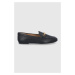Kožené mokasíny Lauren Ralph Lauren dámské, černá barva, na plochém podpatku