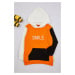 Trendyol Orange Boy's Hooded Color Block Cotton Knit Sweatshirt