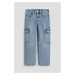 H & M - Loose Fit Straight Leg Jeans - modrá