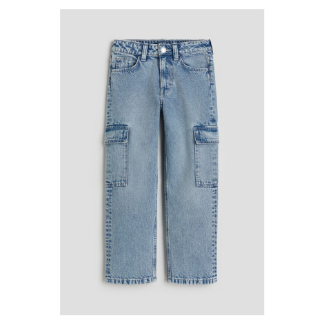 H & M - Loose Fit Straight Leg Jeans - modrá H&M
