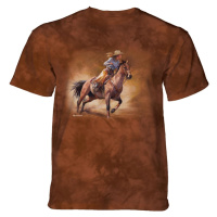 The Mountain Dětské batikované tričko - Dívka na koni - hnedé