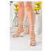 Fox Shoes White Women's Ankle Strap Heeled Shoes