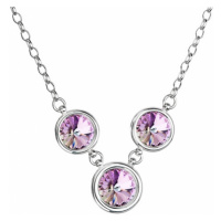 Stříbrný náhrdelník se Swarovski krystaly fialový kulatý 32033.3 vitrail light