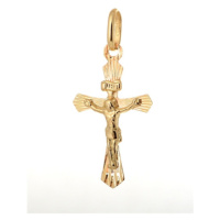 Přívěšek ze žlutého zlata křížek s Ježíšem ZZ0661F + dárek zdarma