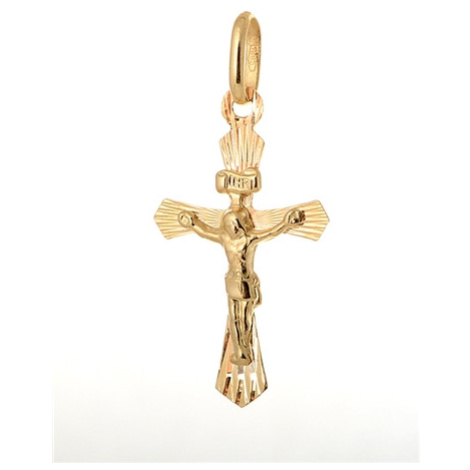 Přívěšek ze žlutého zlata křížek s Ježíšem ZZ0661F + dárek zdarma Housa Jewel