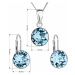 Sada šperků s krystaly Swarovski náušnice, řetízek a přívěsek modré kulaté 39140.3 aqua