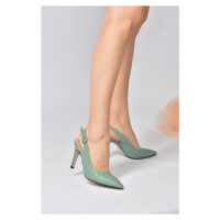 Fox Shoes Women's Green Pointed Toe Women's Heeled Shoes