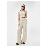 Koton Wide Leg Trousers Textured Standard Waist Comfortable Fit