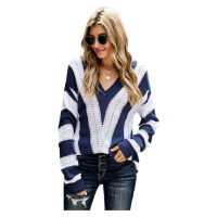 Omg Dámský pletený svetr s výstřihem do V Atran modrá ruznobarevne