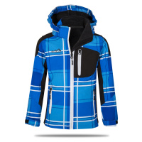 Chlapecká softshellová bunda - NEVEREST 42259cc, modrá kostka/ bílý zip Barva: Modrá