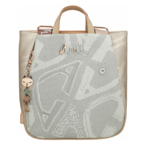 Elegantní koženkový kabelko batoh Anekke vintage Passion, zelenomodrý