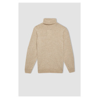 DEFACTO Boy's Beige Turtleneck Basic Plain Knitwear Sweater