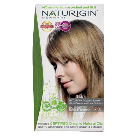 NATURIGIN Organic Based 100% Permanent Hair Colours Natural Medium Blonde 7.0 barva na vlasy 115