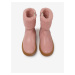 Růžové holčičí kožené zimní boty s umělým kožíškem Camper