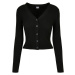 Ladies Short Rib Knit Cardigan - black