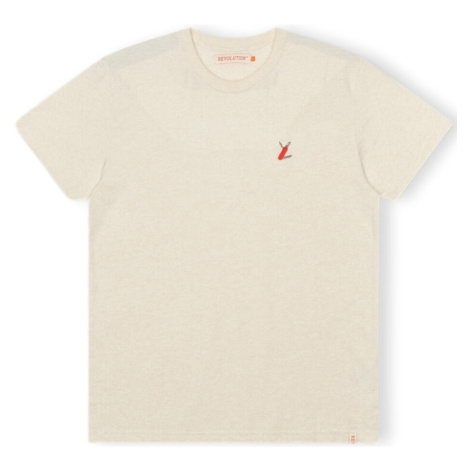 Revolution T-Shirt Regular 1343 SUR - Off-White/Melange Bílá