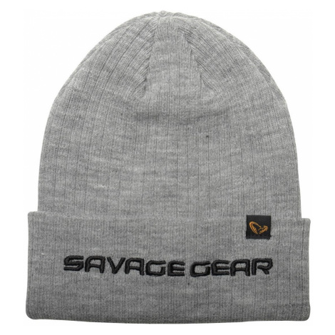 Savage gear čepice fold up beanie one size light grey melange