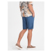 Men's linen blend short shorts - blue denim V5 OM-SRCS-0131