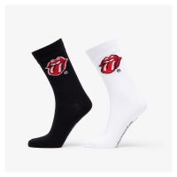 Ponožky Urban Classics Rolling Stones Tongue Socks 2-Pack Black/ White