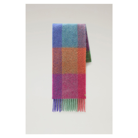 Šála woolrich multicolor wool check scarf zelená