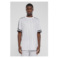 Pánské tričko Oversized Striped Mesh Tee - bílo/černé