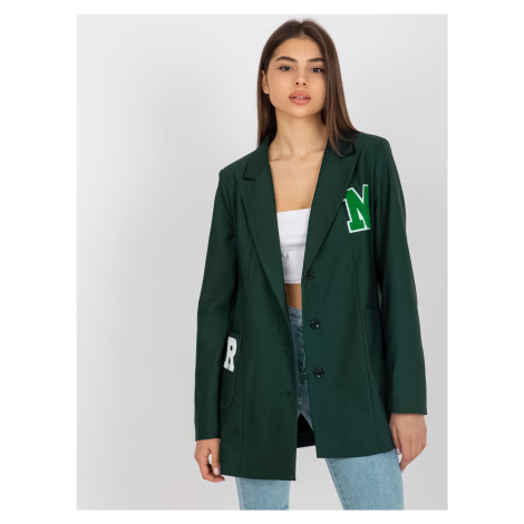 TMAVĚ ZELENÉ SAKO S NÁŠIVKAMI -DARK GREEN Tmavě zelená BASIC