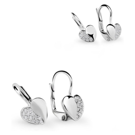 Set dámských a dětských náušnic Danfil 3933/2160, bílé zlato, White, zapínání klapka