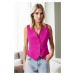 10202 Dewberry Crop Woven Women Vest-FUCHSIA