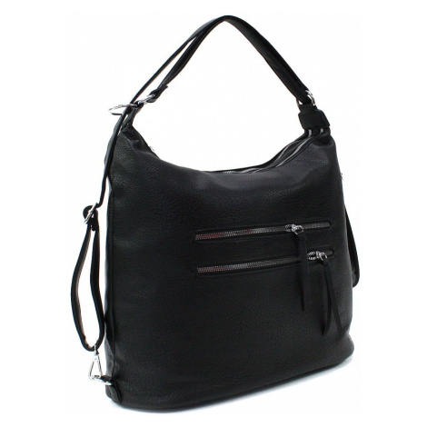 Černá velká dámská zipová kabelka v kombinaci batohu Coretta L a H - Miss Moda (PL)