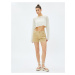 Koton Mini Shorts Normal Waist With Pocket Detail Ripped Legs Cotton.
