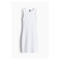 H & M - Žebrované šaty bodycon - bílá
