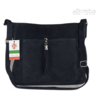 Kožená crossbody kabelka Vera Pelle WAF567 tmavě modrá