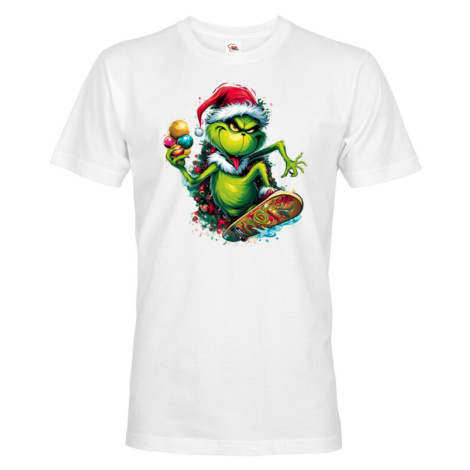 Pánské triko Grinch na skateboardu - skvělé vánoční triko BezvaTriko