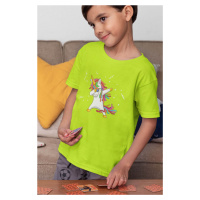 MMO Chlapecké tričko Dabujúci unicorn Barva: Limetková