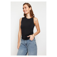 Trendyol Black Fitted Asymmetric Collar Stretch Knitted Blouse