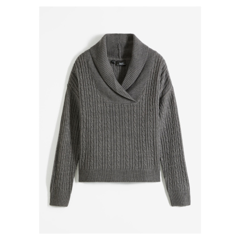 BONPRIX svetr s pleteným vzorem Barva: Šedá, Mezinárodní