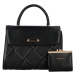 Luxusní sada dámské kabelky do ruky s peněženkou Ellenia, černá