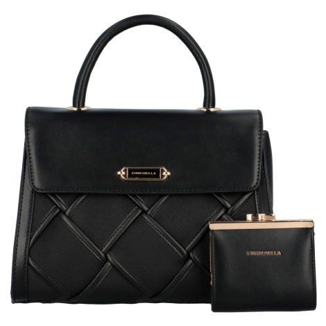 Luxusní sada dámské kabelky do ruky s peněženkou Ellenia, černá