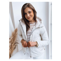 Bílá prošívaná bunda s kapucí ve výprodeji
