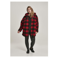 Dámská bunda Sherpa Oversized Check s kapucí vypalovaná/blk