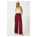 Happiness İstanbul Women's Burgundy Muslin Palazzo Trousers